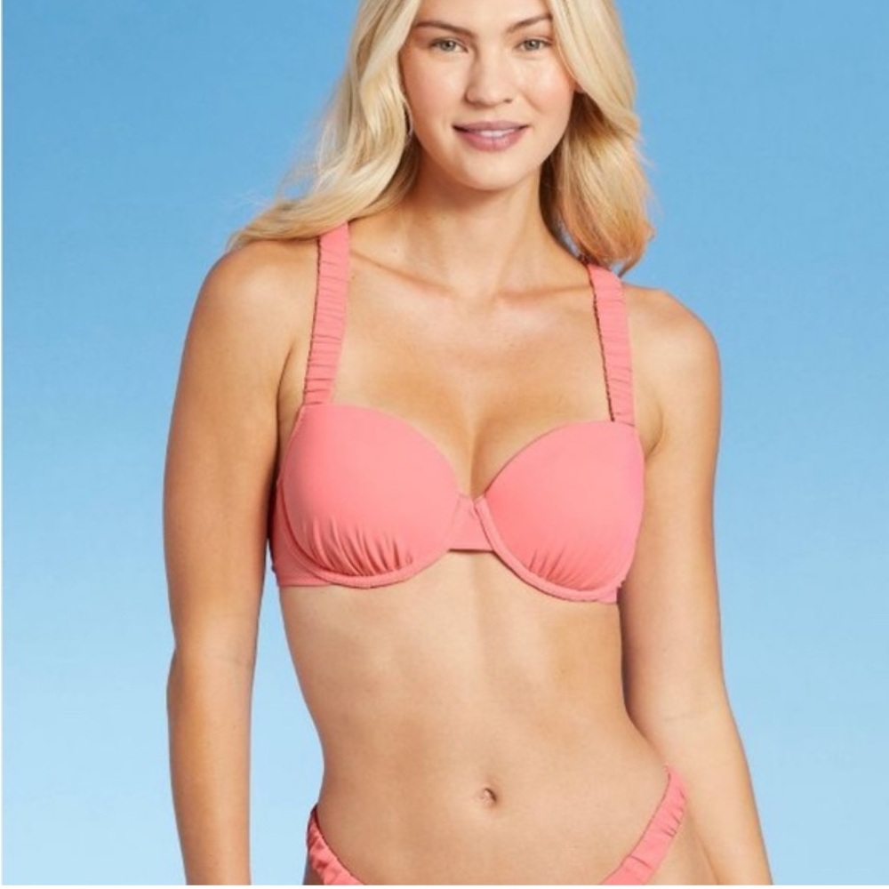 Shade & Shore Orange Bikini push up bra size 34C new
